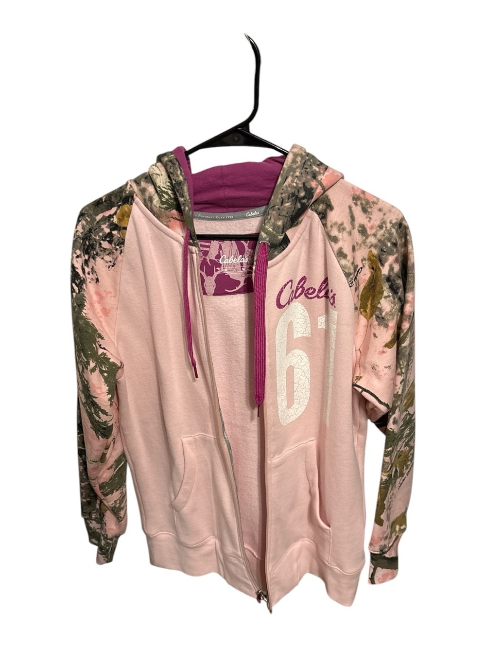 Cabela's Magenta Camouflage Hoodie with White Logo